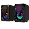 USB Computer speakers for tablet pc speake desktop computer RGB 3D Stereo 3.5mm Audio Jack Bass Music Player Colorful Lights Speakers