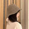 帽子女性冬の漁師帽子韓国の甘いウールニットウール高品質のファッションワイルド盆地女性