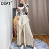 [씨앗] Pleated Wide Leg Pants 프릴 크기 이상 느슨한 탄성 허리 슬림 솔리드 캐주얼 고품질 새로운 가을 패션 AR091 201111