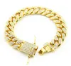 Bracciale da uomo Hip Hop Gioielli Catena ghiacciata Oro rosa Argento Miami Cuban Link Chains Bracciali 18/20 / 23cm