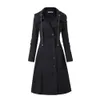 Ретро длинная траншея зима черная стенд воротник готические элегантные женские пальто Винтаж женщины теплый LJ201202