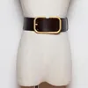 Fashion Genuine Leather Wide Belts For Women Gold Color Buckle Corset Belt Female Luxury Designer Brand Waistband Vintage J1209