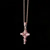 Retro Snake Cross Hanger Echt Goud Gegalvaniseerd Vol CZ Iced Out Diamond Heren Ketting Hip Hop Jewelry2709