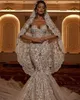 Luxury Lace Applique Mermaid Wedding Dresses Sweetheart Illusion Zipper Back Sweep Train Bride Dress vestido de noiva