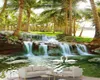 3d Wallpaper Scenery in Wall Stickers Coconut Forest Water Waterfall Romantic Landscape Decorative Silk 3d Mural Wallpaper