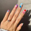24pcs 캔디 다채로운 발레리나 가짜 손톱 아트 팁 DIY 추상 패턴 디자인 UV 젤 전체 커버 매니큐어 프레스 네일 장식