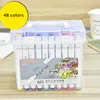 Art Boya İşaretçisi Pens Set 1248 Renk Çift Kafa Yağlı Boya Fırçası Okul Malzemeleri Çizim Kalemler Stationeri Yumuşak Fiber İpucu 201116
