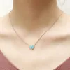 Luxury Design Womens Rose Gold Stainless Steel Chain Necklace Heart Shape Natural Turquoise Necklaces