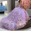 Luxury Off Shoulder lilac Beads Quinceanera Dresses Ball Gown Sweet 16 Year Princess Dresses For 15 Years vestidos de 15 años anos CG001