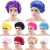 Bonnet/crâne casquettes femmes cheveux Satin Bonnet pour dormir bonnet de douche en soie tête Wrap dames nuit sommeil chapeau longue queue foulard Turban Beanie Ca