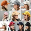 AUUTMN Vinterhattar för kvinnor Solid Plain Octonal Newsboy Cap Men Damer Casual Hat Winter Basker Kvinnor Målare Cap DB335