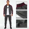 Men's Sportswear Casual Spring Tracksuit Men Two Pieces Sets Stand Collar Jackets Sweatshirt Pants Joggers Track Suit Running 201128