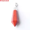 WOJIAER pendentif goutte de pierre naturelle perle pointue hexagonale rhodonite jaspe pendentifs simples pour collier femmes bijoux chaîne BO942