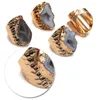 Sieraden vergulde ring, agaat geode, gekleurde ruwe steen, gouden rand, verstelbare Europese natuursteen, unisex.