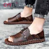 CYYTL Open Toe Hommes 2020 Sandales en cuir d'été Outddoor Beach Garden Chaussures Hommes Pantoufles Confort Sandalia Masculina1