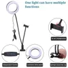 6 inch Live Fill Lights Desktop Clip Light 2835 Lamp Beads White Light Usb Connection Dimmable Selfie Ring Light with Phone Holder