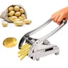 Cortador de batata em aço inoxidável, picador de batata frita para fatiador fácil com 2 lâminas, ferramenta de cozinha doméstica para frutas vegetais 8378543