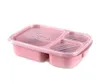 Lunchbox Outdoor Camping Picknick Fruit StoragetableWare Lunchbox 3 Grid Tarwe Straw Lunch Student Health Draagbare Voedsel