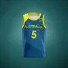 Custom Patty Mills 5# Australian Basketball Jersey Printed Blue Yellow Size S-4XL 5XL 6XL Any Names Number Shorts Jerseys