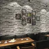 3D retro estilo industrial imitação padrão de tijolo lavável pvc papel de parede restaurante barra luz de parede de tijolo cinza