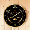 Reloj moderno a escala de la justicia, reloj sin tic-tac, decoración de oficina de abogado, reloj de pared colgante de ley de arte firme LJ2012112656