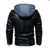 Mens Jacket PU Leather Jacket Men Hooded Coat Fur Lined Motorcycle Jacket Fashion Coat Autumn Winter Coat Plus Size 4XL 5XL 201127