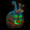 glow 6" Pumpkin skull dab rig demonic faces halloween smoke oil vaping substance water bong bubbler hookah bowls