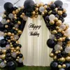 147 adet Siyah Altın Balon Garland Kemer Kiti Krom Şeffaf Polka Dot Lateks Globos Düğün Doğum Günü Partisi Dekorasyon Için 220217