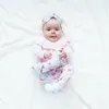 born Baby Girls Clothes Infant Cute Fold Ruffle Long Sleeve TopsPantsHeadband Outfit Set Toddler Girls Clothing LJ201223