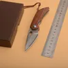 1 st Ny Damaskus EDC Pocket Folding Blade Kniv VG10 Damascus Steel Blade Rosewood + Stålplåt Hanterar Knivar