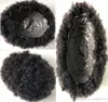 Toupet Afro entièrement PU, cheveux noirs non transformés, cheveux humains chinois, boucles Afro crépues, pour hommes noirs, meilleure vente, 6012245