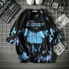 2021 populaire mâle hip-hop à manches courtes papillon bleu veste décontractée surdimensionné T-shirt G1229