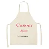 Delantales personalizados, delantal de cocina Unisex de lino y algodón personalizado para cenas, cualquier tamaño, cualquier logotipo