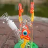 Narghilè Perc dritti che si illuminano al buio Olio Dab Rigs Bong in vetro spesso 5 mm Mashroom Gufo Decalcomanie viola Tubi dell'acqua Downstem diffuso da 18 mm