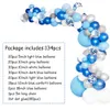 134 Stück Blauer Ballon Garland Arch Kit Weiß Grau Blau Konfetti Latexballons Babyparty Hochzeit Geburtstag Partydekorationen T200524