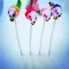 Funny swing spring Mice with Suction cup Furry cat toy colorful Feather Tails MouseToys for Cats Small Cute Pet Toys WQ31-WLL