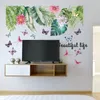 Decalques de adesivos de parede de flor de plantas verdes Diy Art TV Background Wall Poster Home Decoração do quarto da sala de estar Wallstickers T200601