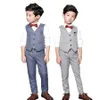 Flower Boys Roupas Set School Kids Casamento Formal Vestido Colete Calças 2pcs Terno Crianças Birtdahy Prom Ceremony Traje 201031