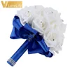 1Pcs Luxurious Mesh Lace Rose Flower Pearl Bridal Bouquets Elegant Crystal Ribbon Bridesmaid Flower For Women Wedding Decor249x2023673