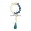 Sieraden accessoires baby, kinderen moederschap luipaard gespot hout bead armband sleutelhanger PU lederen kwast hanger ketting Micolor sleutelhanger wri