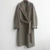 한국 겨울 지방 소매 레이싱 벨트 긴 느슨한 목욕 가운 모직 overcoat 자켓 따뜻한 두꺼운 순수 컬러 양모 코트 여성 201103