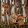 Weihnachtsdekorationen DIY Baum hängende Ornamente Weihnachten Jahr Holz kleines Haus Anhänger farbige Zeichnung Weihnachtsmann Elch Haus1