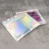 100 Pcs/lot sac de sous-vêtements Laser 18x16 cm hologramme de papier d'aluminium sous le sac de rangement de vêtements avec trou de suspension