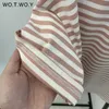 WOTWOY Summer Short Sleeve T-Shirt Striped Knit Basic Casual Tops Feminino Confortável Loose Cotton Tees Harajuku Shirt 220307