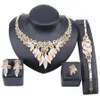 Women Party Bridal Crystal Leaves Jewelry Sets For Wedding Party Dinner Dress Necklace Bracelet Ring Earring Jewelry Sets
