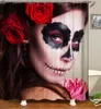 Sugar Skull Duschdraperier Badrumsgardin Tyg Duschdraperi 3d Rolig Vattentät Duschdraperi Cortinas Heminredning Y200108