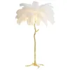 Ceiling Lights Nordic Ostrich Feather Floor Lamp Stand Light Copper Modern Interior Lighting Decor Home Luminaria