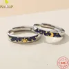 925 Sterling Srebrny Emalia Słońce Księżyc Gwiaździste Sky Para Pierścienie Dla Kobiet Romantyczny Styl Prezenty Miłośników Fine Jewelry 220216