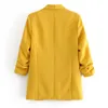 autumn new candy color flip leader fold thin casual jacket female Yellow red casual holiday women s coat Simple LJ200813