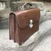 MAN TOTES HANDBAG wholesale price suitcase fully handmade wax stitching shinny crocodile leather mens BUSINESS BAG fast delivery